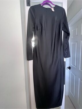 long sleeve midi dress h&m Women's Khaki green Long-sleeved midi dress
